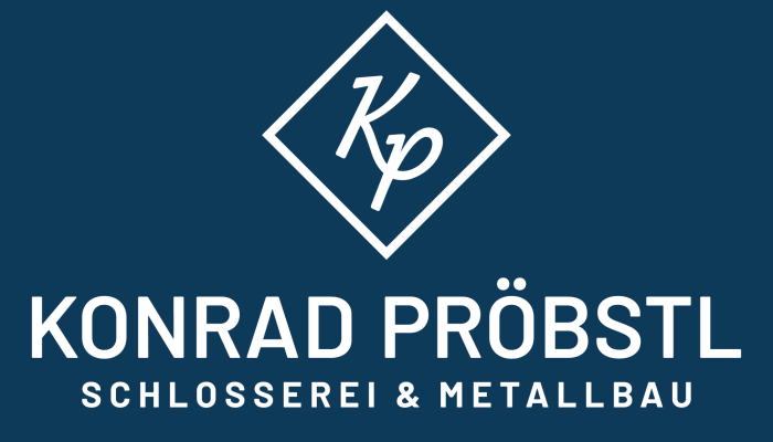 Raute mit KP, Schriftzug Konrad Pröbstl, Schlosserei & Metallbau, neues Logo